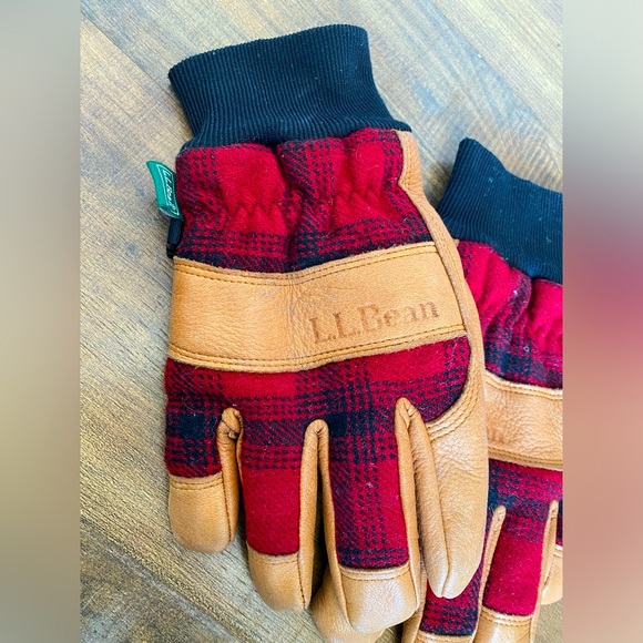 L.L. Bean Other - L.L. Bean Mens Red Plaid Gloves Lined Deerskin Waterproof Size Medium
